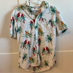 Sonoma Men's Colorful Hawaiian Parrot Print Shirt